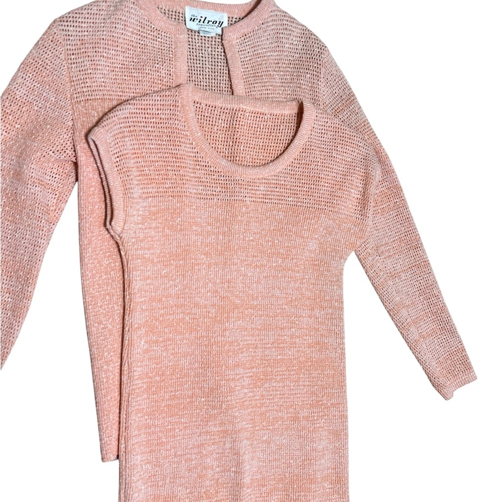 Vintage WILROY Women's Peach Sweater Cardigan 2PC Sz Small *Excellent*